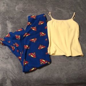 Express Tank Top & Superman Fleece Pants